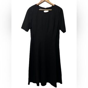 Lafayette 148 Black Ponte Knit A-Line Midi Dress 10 NWT